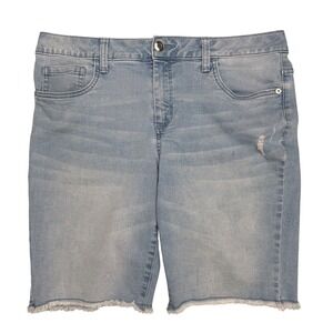 George Denim Bermuda Shorts Womens Size 14 Excellent Condition Light Wash Frayed